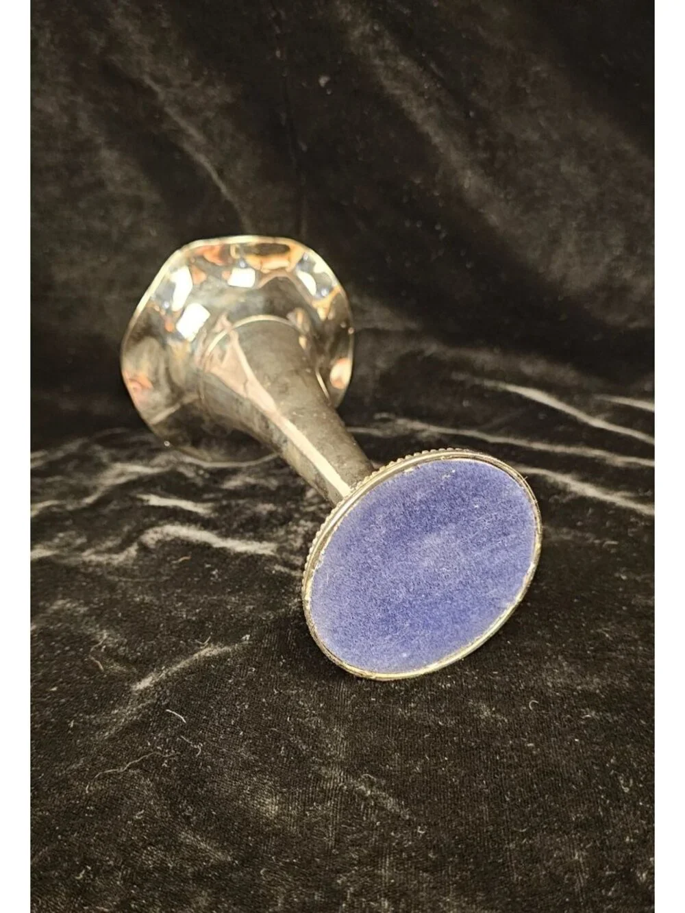 Silver-Plated Bud Vase With Scalloped Edge & Beaded Base 6.5